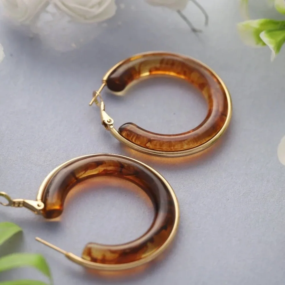 Amber Swirl Hoops